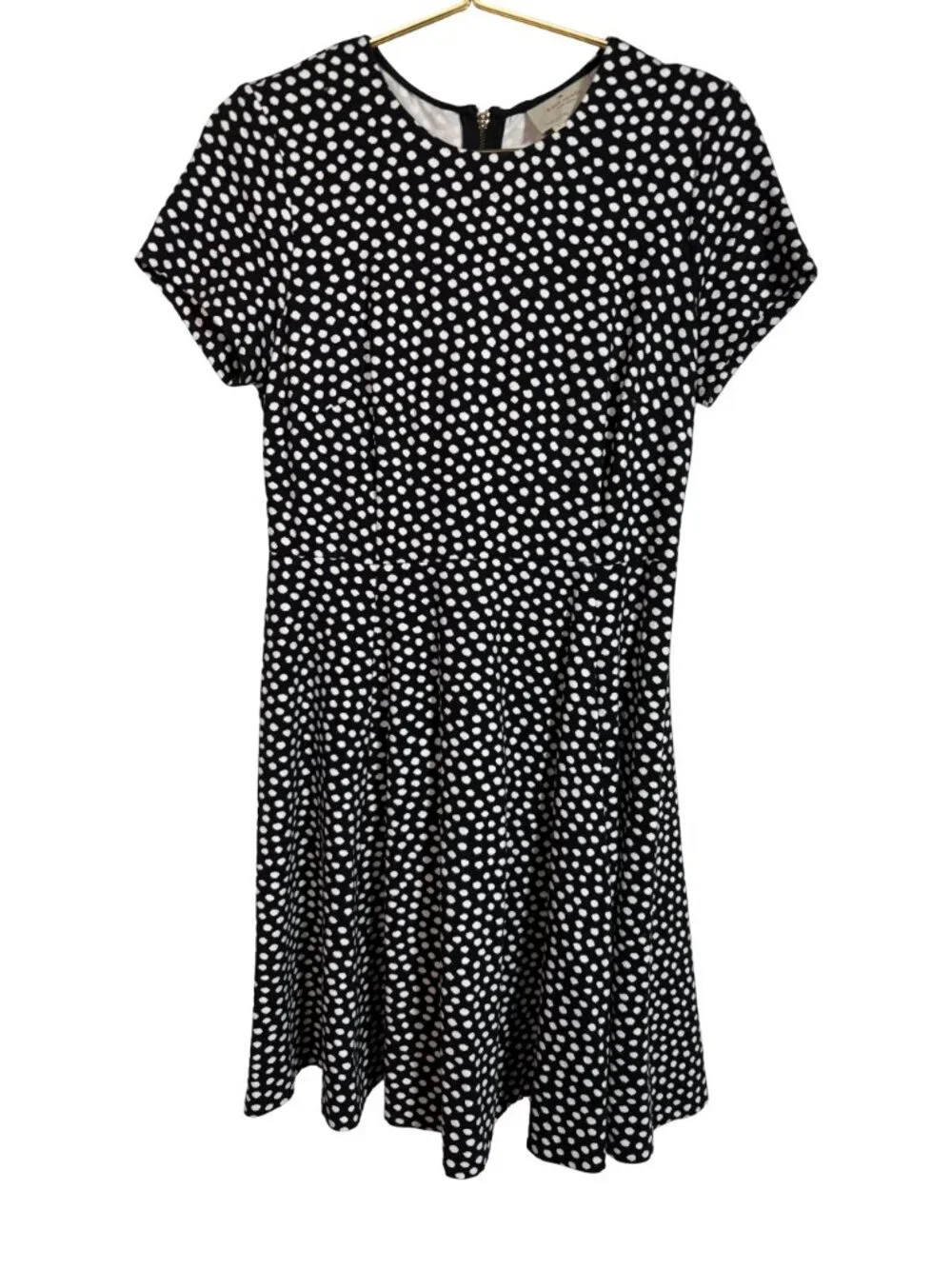 Kate Spade Spot Ponte Fit & Flare Dress Women Black White Size 6 Elegant Polka